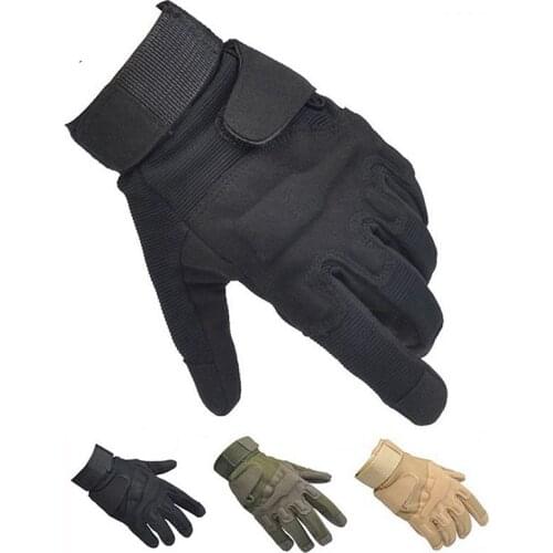 Outdoor Tactical Gloves Hunting Hiking Fishing Microfiber Material Airsoft Full Finger Type Gloves Black Green Tan Color