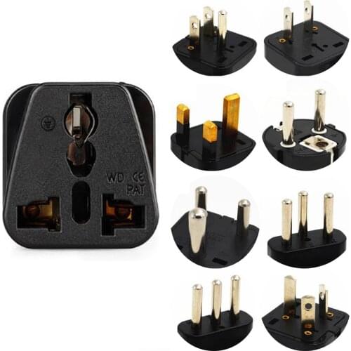Black white universal Electrical power plug AU UK US EU Israel Italy Swiss South Africa travel adaptor plug socket convertor