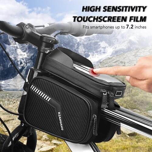 Waterproof Bicycle Frame Bag Double Pouch Bike Top Tube Bag MTB Mountain Bike Cycling Pannier Bag Touchscreen Phone Case