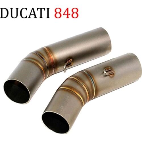 Motorcycle Exhaust Stainless Steel Middle Pipe Round Muffler for DUCATI 848 not for StreetFighter 848 Slip-On