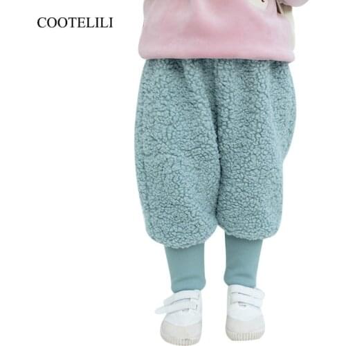 COOTELILI Winter Fleece Baby Girls Pants Trousers Baby Boys Pants warm Leggings Trousers For Girl Kids Girls Velvet Pants