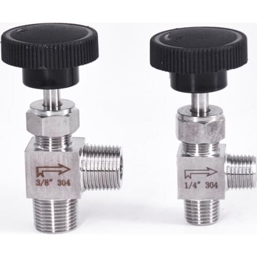 1/8" 1/4" 3/8" 1/2" BSP Male Angle Needle Valve Crane Elbow 304 Stainless Flow Control Water Gas Oil 915 PSI