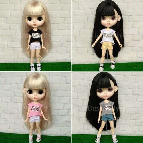 1 PCS Fashion Dolls Cartoon T-shirt / Pants for Blyth, Azone, Licca, Obitsu 24, Momoko, Barbies, 1/6 BJD Doll Clothes