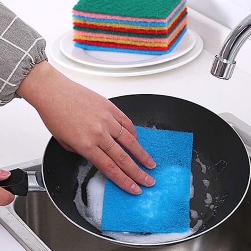Kitchen Home Clean 10pcs Scouring Scour Scrub Cleaning Pads Random Color Strong Decontamination Dish Towels