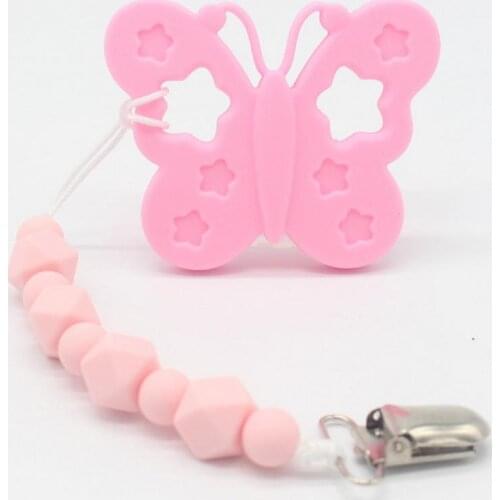 100pcs Silicone Teething Pacifier Clips with Safe ABS Beads Silicone Pacifier Chain Holder For Nipples Baby Chew Toys