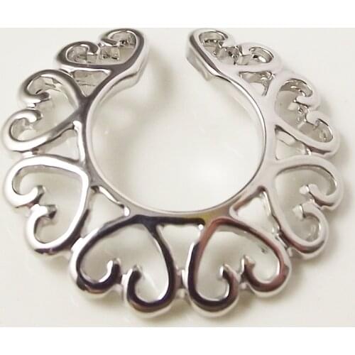 2piece Punk Rock Fake Nipple Ring Shield Rings Body Piercing Jewelry Heart Love Nipple Barbell Rings Women Gift