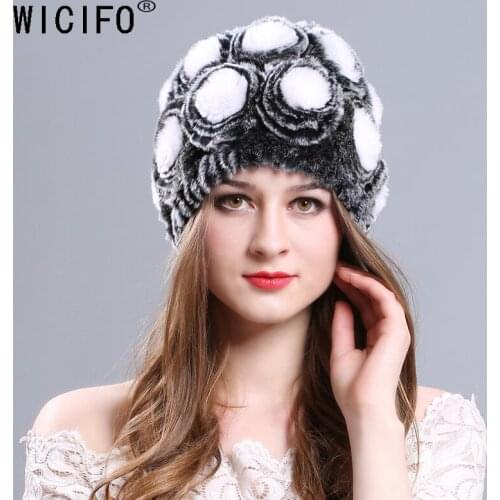 2019 Classic Women Rex Rabbit Fur Hats Fashion Rose Style Beanies Lovely Girls Hats Winter Warm Fur Hat Retail wholesale