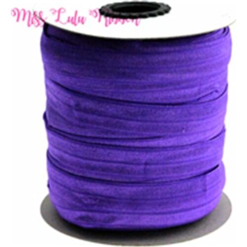 5/8"16mm purple fold over elastic ribbon solid color matt webbing diy handmade hair bows headband gift wrap decorations 50yards