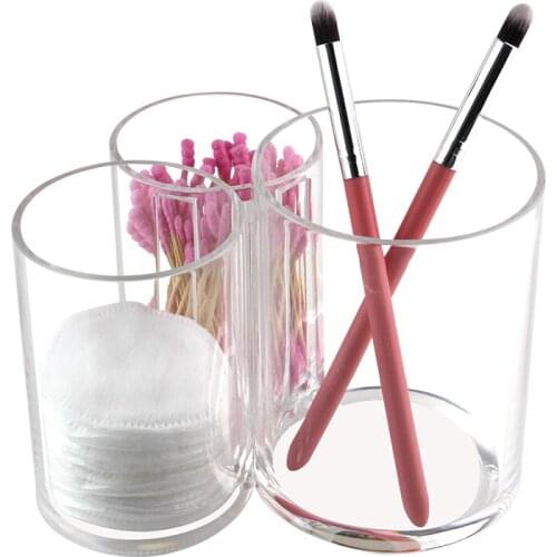 Acrylic Cosmetic Storage Box Makeup Brush Holder Organizer Lipstick Eyebrow Pencil Bathroom Storage Display Stand with Lid