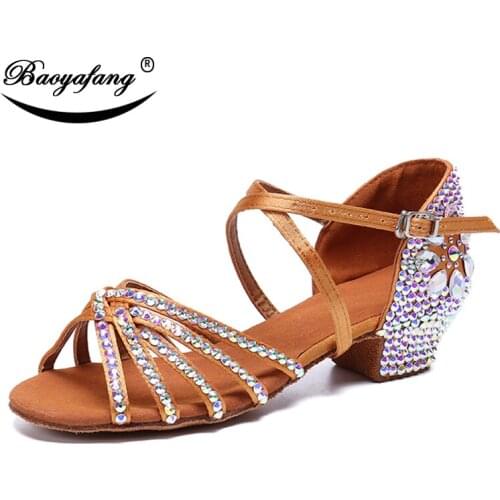 BaoYaFang woman brown fashion Summer Fish Toe Sandals 5cm square heel woman Ankle strap Dancing shoes ladies sweet party shoe