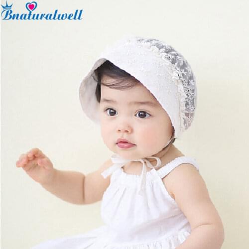 Bnaturalwell Baby Girls Bonnet Retro Hat Chapeau Nordic Vintage Lace Toddler Bonnet Cotton Retro Christening Baptism Cap H830