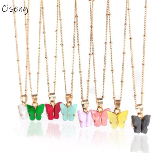 Necklaces For Women Bohemian Butterfly Pendant Rhinestone Simple Chain Necklace Women Fashion Jewelry 2021