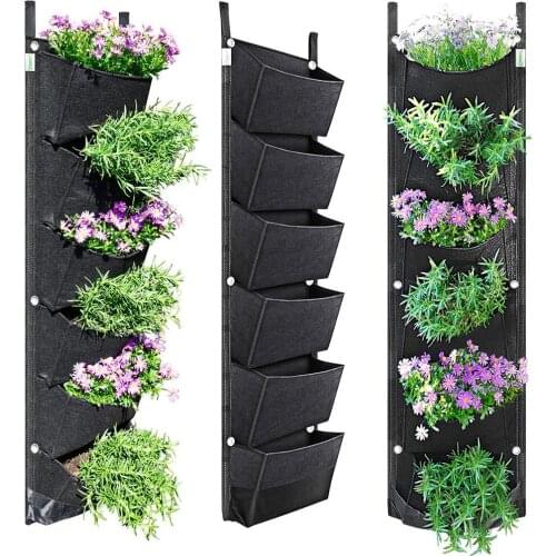 Flower Pots Wall Hanging Felt Vertical Planter Seedling Vegetable Grow Container Bags Garden Living Bag For Garden Green Field