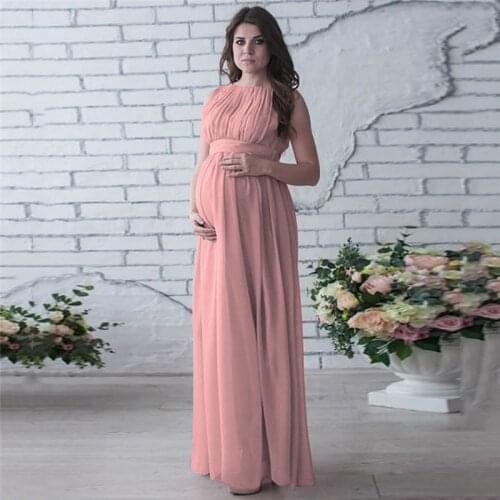 Long Maternity Photography Props Photography Round neck sleeveless Chiffon Pregnancy Dress Maternity Dresses For Photo Shoot