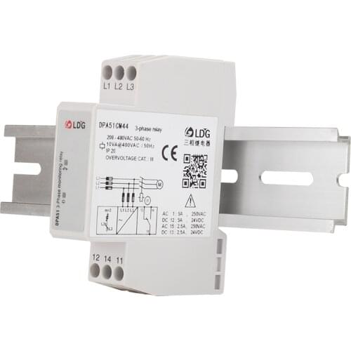 DPA51CM44 Three 3 Phase Sequence Protection Relay 5A 220V 24VDC 250VAC DIN Rail Phase Failure Monitoring SPDT Control Relay 5pcs