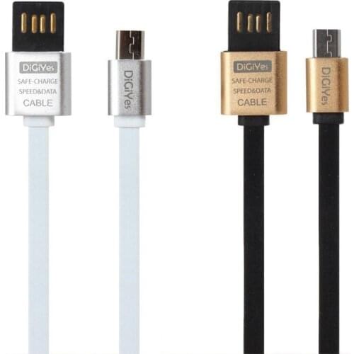 DiGiYes Micro USB Double-Side 2.0 Metal Data Cable Flat Noodle Cable for Android Mobile Phones & Tablets