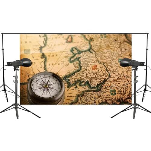 Exquisite Handmade Yellow Paper With Detailed World Map with Compass Background Retro Photography Background Wall Painting