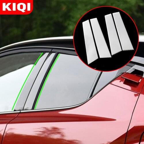 KIQI 4Pcs/Set Car Styling Sticker for Toyota CHR C-HR 2016 - 2020 Stainless Steel Window Garnish Pillar Middle Trim