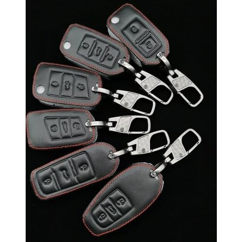 Leather Car Key Case For Vw Volkswagen Polo Golf Passat Beetle Caddy T5 Up Eos Tiguan Skoda A5 Seat Leon Altea Flip Remote Cover