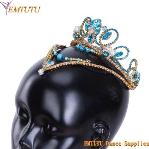 Le Corsaire Blue Golden Professional Ballet Headpiece Girl Le Pharoah Ballet Tiara YAGP Performance Ballet Crown Headdress Women