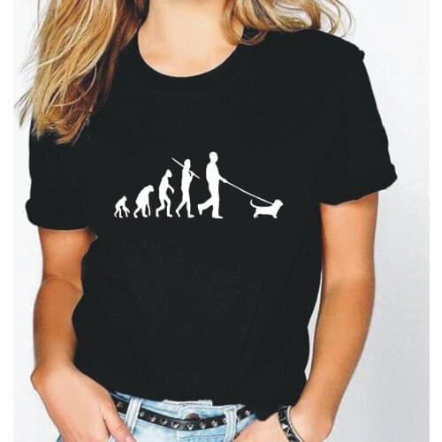 Summer Short Sleeve Harajuku Tee Shirt Femme Casual Plus Size Funny Evolution Basset Hound T Shirt Women Tops Camisas De Mujer