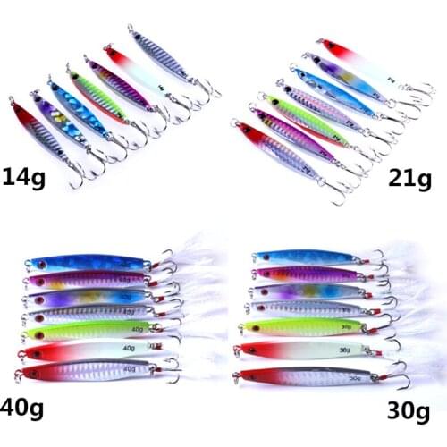 Metal Jig Fishing Lure Spoon Bait 7Pcs 14g 21g 30g 40g Sinking Lead Bait Sea Fishing Slice Jig