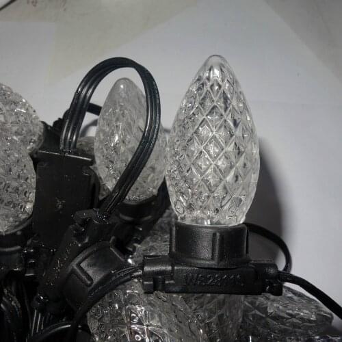 LED C9 addressable WS2811 DC12V 8mm technicolor pixel string;50nodes/strand;all black wire and case;IP67