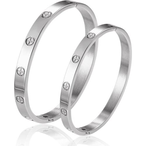 Fashion Jewelry Stainless Steel Lovers Bracelets Cross Rose Gold Bracelet Bangles Best Gifts