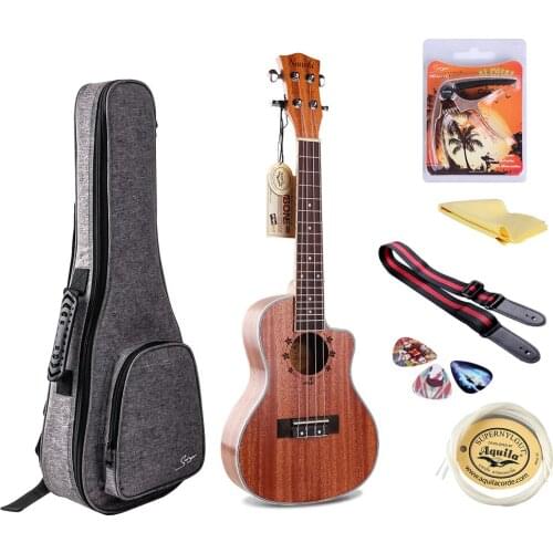 NA-15C 24 Inch Ukulele Mahogany Wood Body Ukulele Neck Close-type String Pegs Ukelele Uke gifts Musical Stringed Instrumen