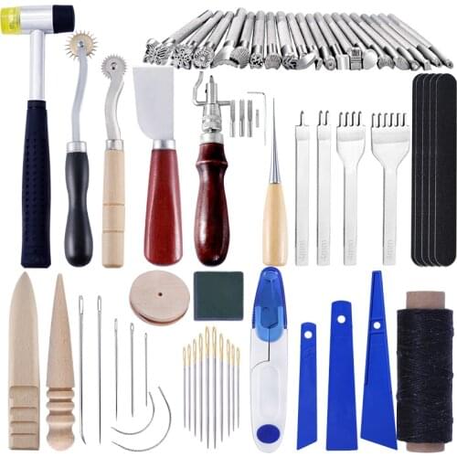LMDZ Leather Professional Stitching Punch Carving Kit Work Craft Tools Hand Cutter Carving Sewing Leathercraft Accessories