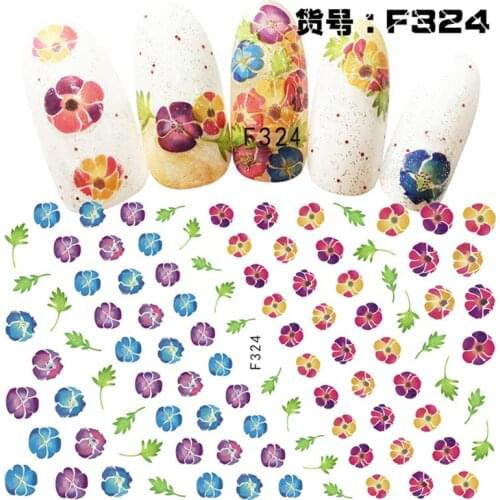 5 sheets mixed design creative adhesive decals Nail Art decorations Stickers acrylic nail accessories beauty tools F323-327