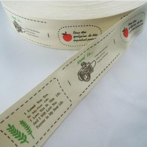 NEW 1-1/2" 35mm Natual Printed Ribbon Ruban DIY Handmade Webbing Tapes Cloth Fabric Sewing Accessories Cotton Ribbons 10YDS XM24