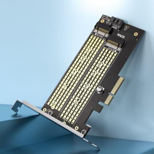 Dual Bay Adapter PCIE to M.2 NVME NGFF Riser Card Support M Key Hard Disk for Laptop Desktop Internal Hard Drive