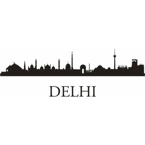 DELHI City Decal Landmark Skyline Wall Stickers Sketch Decals Poster Parede Home Decor Sticker