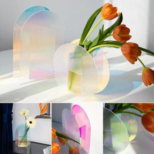 Transparent Vase Simple Acrylic Ornaments Living Room Bedroom Dried Flowers Hydroponics Decoration TH