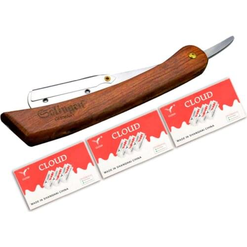 Straight Shaving Knife Beard Face Underarm Body Shaver Blades Safty Razor Stick Barber Male Female Remove Hair Wooden Spatula