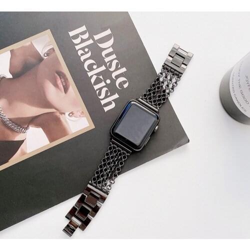 Top Luxurious Women Metal Bracelet for Apple Watch Band Series 6 5 se 4 3 2 1 Chains loop Strap for iwatch 38 42 40 44 mm