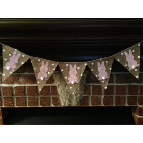 Pink Rabbit Ball Tail DIY Easter Banners for Cloth Bunny Flags Banner Home Decor Birthday Party Photo Props Decoration Supplies