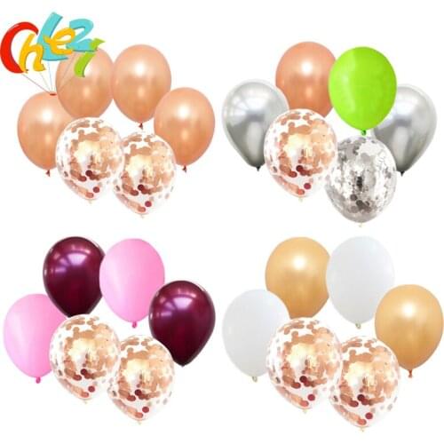 12Pcs 12Inch Rose Gold Confetti Balloons Champagne Gold Silver Latex Ballon kids Birthday Wedding Party Decoration Baby Shower