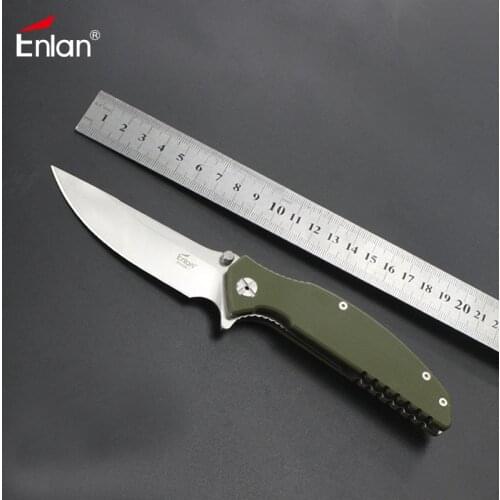 Enlan EW054 Folding Knife 8Cr13Mov Blade G10 Handle Knives With Hanging Clip Camping Survival Bushcraft Hunting Survival Knives