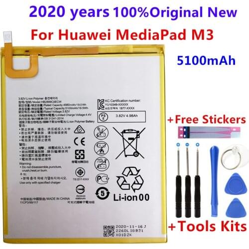 Replacement Tablet Battery HB2899C0ECW For Huawei MediaPad M3 8.4" BTV-W09 BTV-DL09 SHT-AL09 SHT-W09 5100mAh+Tools Kits