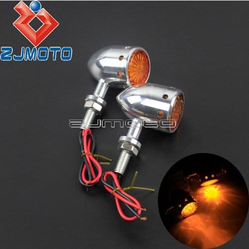 Universal Motorcycle Aluminum Turn Signal Lights Amber LED Blinkers Bullet Indicator Lamps For Harley Honda Yamaha Suzuki