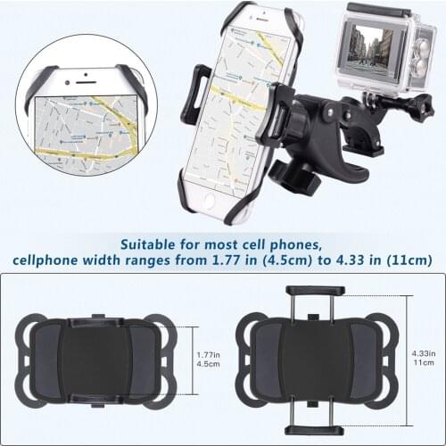 Phone Holder Universal Mount Action Camera Stand Cradle for Motorcycle/Bicycle Handlebar/Electric Scooter GPS Smartphone