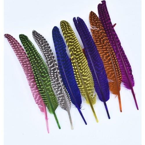 Polka Dot Guinea Hen Feathers for Crafts 15~20cm 6-8" Pearl Pheasant Feathers for Clothes Plumas Carnaval Plume Decoration Decor