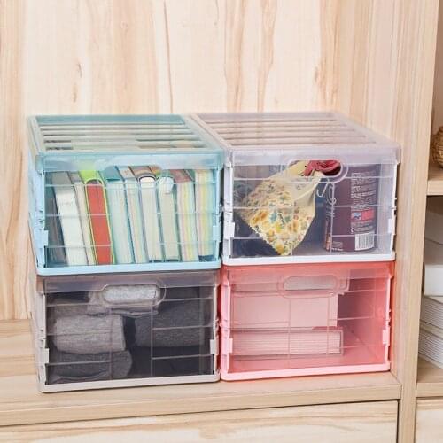 Moving And Sorting Box Car Storage Box Clothes Toy Box Book Box Plastic Simple Transparent Folding Storage Box With Cover