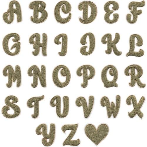 Green Towel Embroidered Letters Iron On Love Patch Alphabet Patches Kid Clothing Sticker Bags Diy Name Badge Applique Accessory
