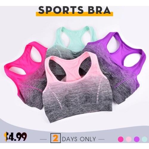 Gradient Color Women Sports Bra Wireless Comfy Racerback Fitness Bras Medium Support With Padding For Yoga Running Workout Bra