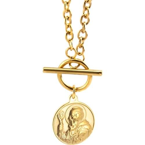 S.steel saint benito WOMEN CHOKER T BAR Long NECKLACE GOLD COLOR Toggle heart NECKLACE collares de moda Boho Collier gift