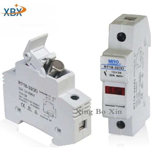 1PCS RT18-32(X) AC 380V 1Pole 10*38mm 1P DIN Rail Mount Fuse Holder Base Suit For 10 x 38 2A 3A 4A 5A 6A 10A 16A 20A 25A 32A