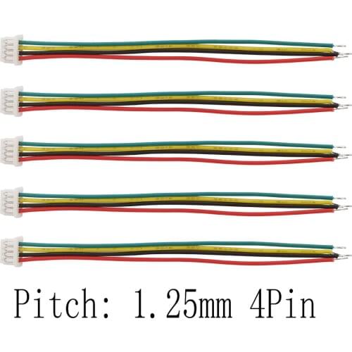 10/20Pcs Micro JST 1.25 mm 4 Pin Single Female Plug Connector With Wire Cables Length 10 cm 15 cm 20 cm 30 cm